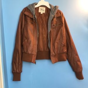 Brown fake Leather Jacket